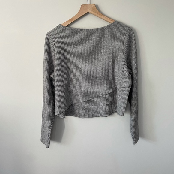 Eloquii X R29 Cross back grey ribbed crop top sweater size 14 - Picture 6 of 9